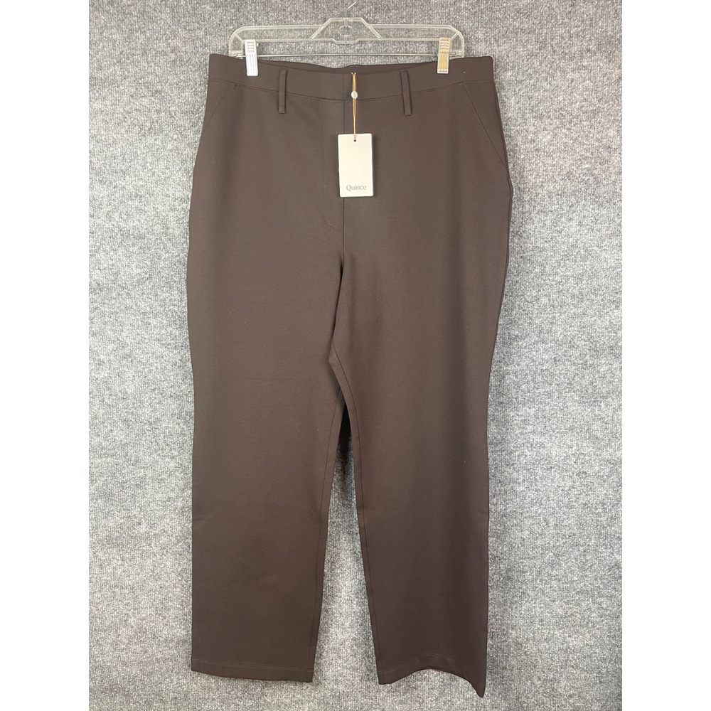 Quince Ponte Straight Leg Pants Women's 12 Brown NEW Stretch Trousers espresso